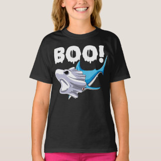 T-shirt shark halloween boo ghost shark gift boys mens