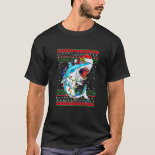 T-shirt Shark Ugly Christmas Sweater Xmas Lights Family Ma