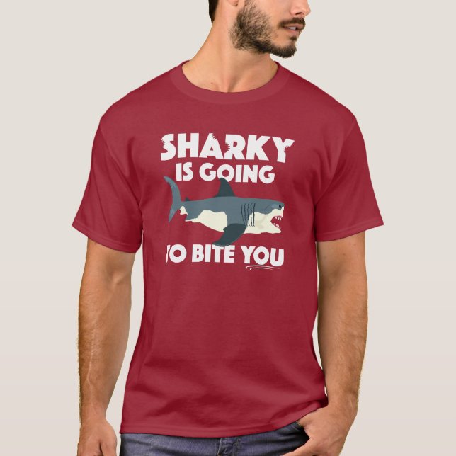 T-shirt Sharky Va Vous Biter Design - Basic Dark T- (Devant)