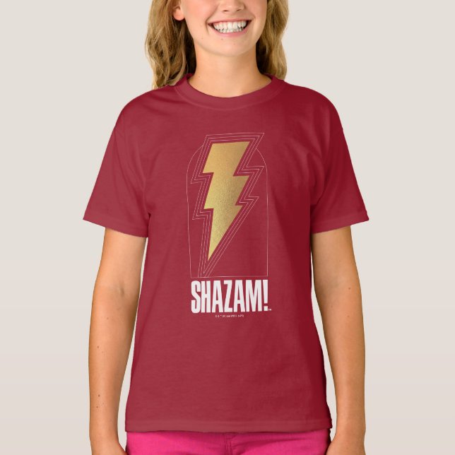 T-shirt SHAZAM ! Furie des dieux | Insigne de boulon de fo (Devant)