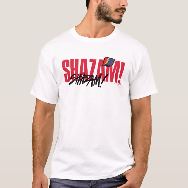T-shirt SHAZAM ! Furie des dieux | Logo des boulons arc-en (Devant)