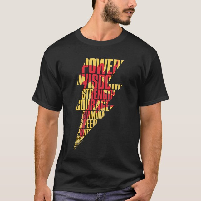 T-shirt SHAZAM ! | Shazam Capacités Éclair Graphique (Devant)