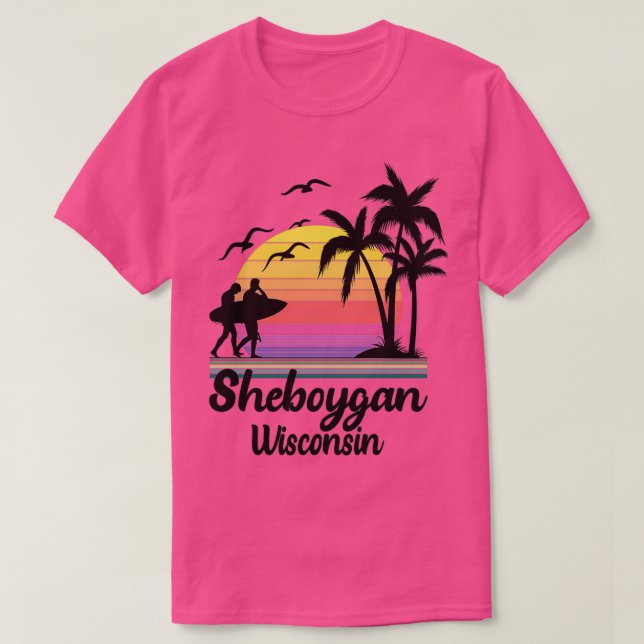 T-shirt Sheboygan Wisconsin Balnéaire Retro Sunset (Design devant)