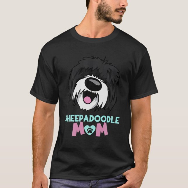 T-shirt Sheepadoodle Maman Funny Chien Amateurs (Devant)