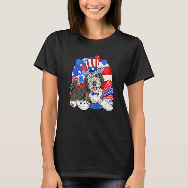 T-shirt Sheepadoodle Patriote Oncle Sam 4 Juillet Ameri (Devant)