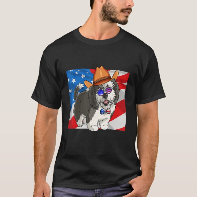 T-shirt Sheepadoodle Patriotic Merica 4th Of July American (Devant)