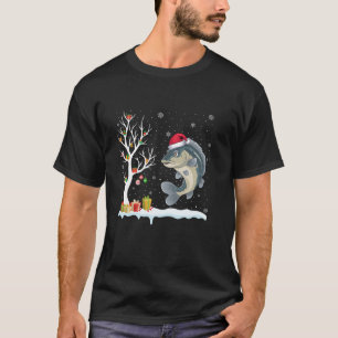 T-shirt Sheepshead Poisson Santa Hat Festif Arbre Lumière 