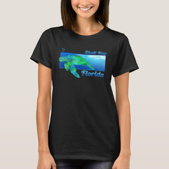 T-shirt Shell Key Florida Natation Tortue (Devant)