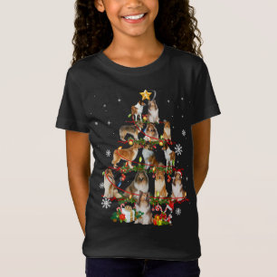 T-Shirt Shelter Chien Noël Arbre Lumières Drôle Chien Xmas