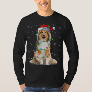 T-shirt Sheltie Amoureux des chiens Xmas Lighting Père Noë