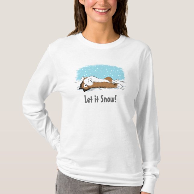 T-shirt Sheltie l'a laissé neiger - des vacances de chien (Devant)