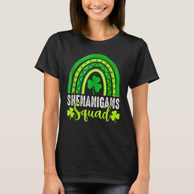 T-shirt Shenanigans Squad St Patrick's Day Rainbow Shamroc (Devant)