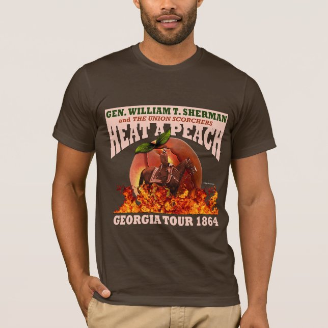 T-shirt Sherman la "chaleur chemise de visite d'une pêche" (Devant)