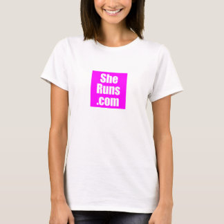 T-shirt SheRuns.com Club de course Carré rose
