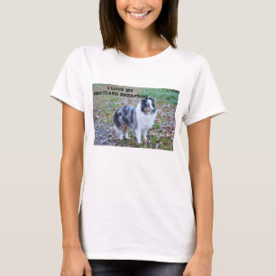 T-shirt shetland-sheepdog-bleu merle blanc tan love w pic.