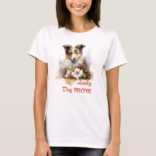 T-shirt Shetland Sheepdog Chiot Pet Aquarelle