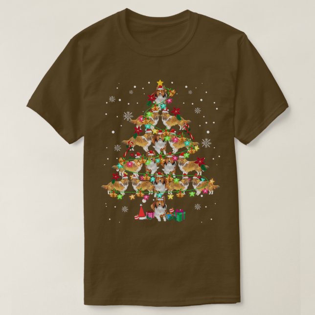 T-shirt Shetland Sheepdog Christmas Tree Funny Sheltie Chr (Design devant)