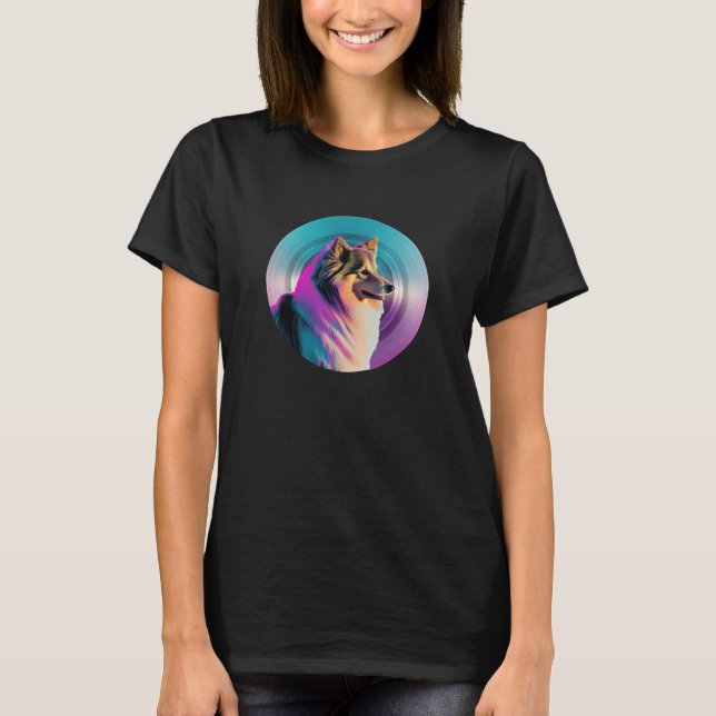 T-shirt Shetland Sheepdog Synthwave 80s Retrowave Aestheti (Devant)