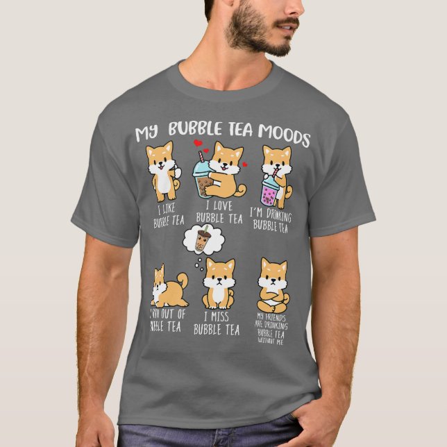 T-shirt Shiba Inu Buble Tea Shirt Femmes Boba Tea Chien (Devant)