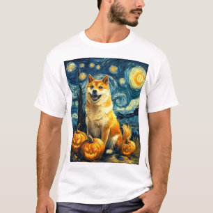 T-shirt Shiba Inu Chien Mignon Halloween Jack O Lantern Ci