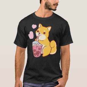 T-shirt Shiba Inu Japonais Fox Chien Boire Bubble Tea