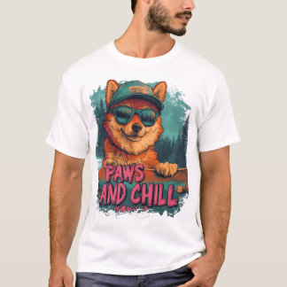 T-shirt Shiba Inu joueur en skateboard - Pattes et détente