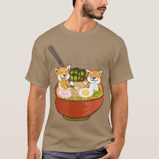 T-shirt Shiba Inu Mange Ramen Noodle Cute Kawaii Japonais 