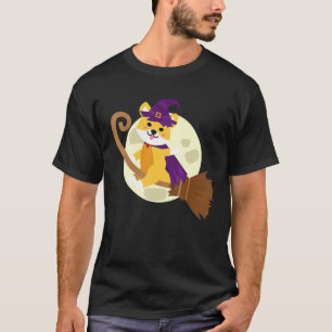 T-shirt Shiba Inu Riding sorcière Broom Cute Dog Halloween