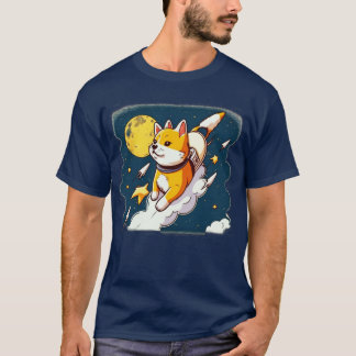 T-shirt shiba inu volant dans l'espace avec une fusée10