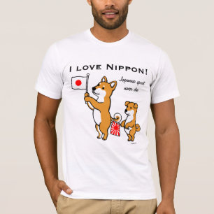 T-shirt Shiba Inus et drapeaux japonais