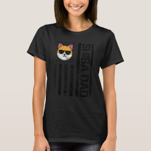 T-shirt Shiba Papa American USA Drapeau Shiba Inu Propriét