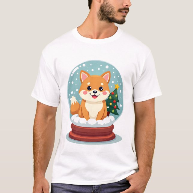 T-shirt Shiba Snow Globe (Devant)