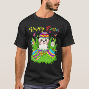 T-shirt Shih Tzu Amoureux des chiens Floral Oeuf de Pâques