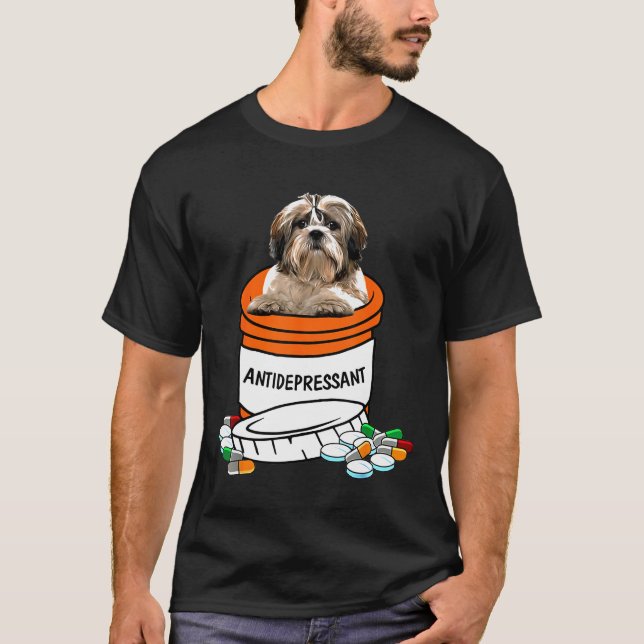 T-shirt Shih Tzu Anti-dépresseur Dog (Devant)