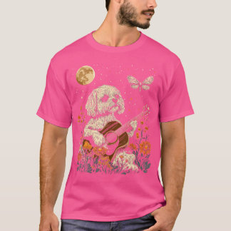 T-shirt Shih Tzu Chien Jouant de la Guitare Cottagecore