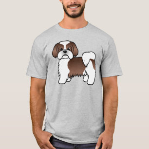 T-shirt Shih Tzu marron et blanc de dessin animé mignon
