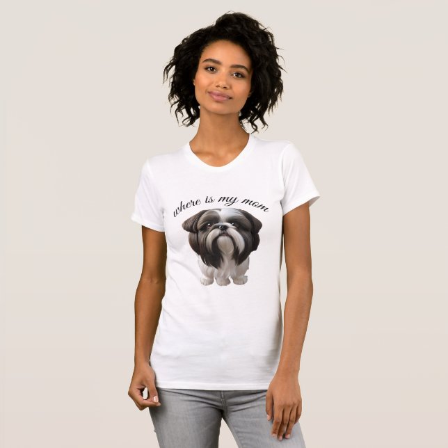 T-shirt Shih Tzu - Où Est Ma Mère (Devant entier)
