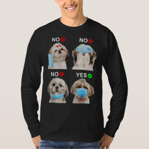 T-shirt Shih Tzu Porte Un Masque Visage Chien Droit Pour L