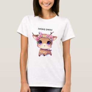 T-shirt Shika desu Anime Manga Cute Kawaii Forest Deer