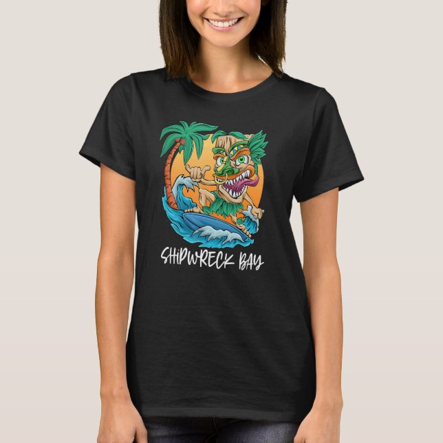 T-shirt Shipwreck Bay Nouvelle-Zélande Palm Tree Plage de  (Devant)