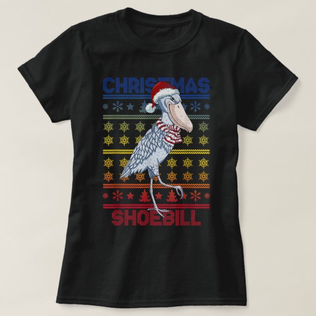 T-shirt Shoebill Santa Hat Ugly Sweater Christmas Bird Lov (Design devant)
