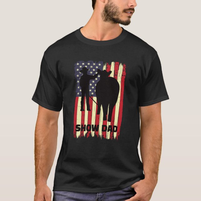 T-shirt Show Dad Fun Distressed Look For Showing Cattle (Devant)