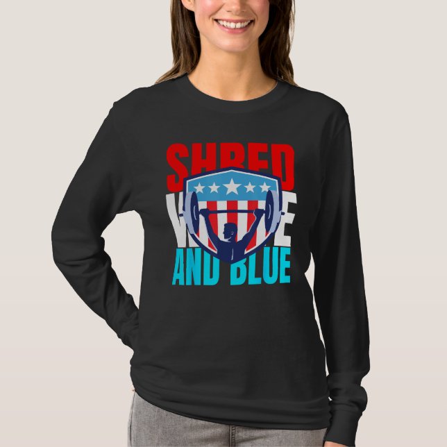 T-shirt Shred White And Blue is Weightlifting Exercise  1 (Devant)