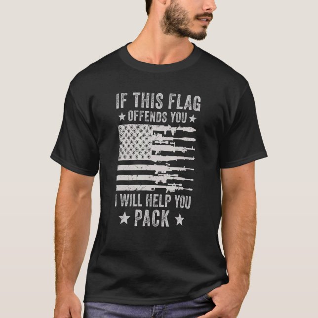T-shirt Si Ce Drapeau Vous Offense Le Sniper Militaire Vin (Devant)
