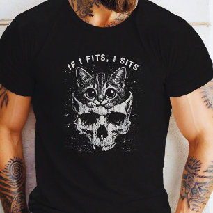 T-shirt Si je rentre je m'assois Crâne de chat mignon Goth