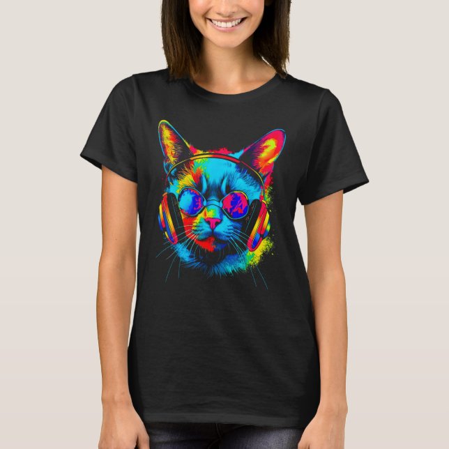 T-shirt Siamese Cat DJ Festival (Devant)