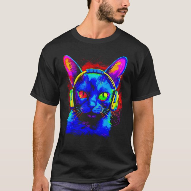T-shirt Siamese Cat DJ Music (Devant)