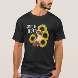 T-shirt Siamese Chat Maman maman Fleurs de soleil maman