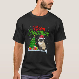 T-shirt Siamese Chat Noël Arbre Lumières Noël Chat Siamese