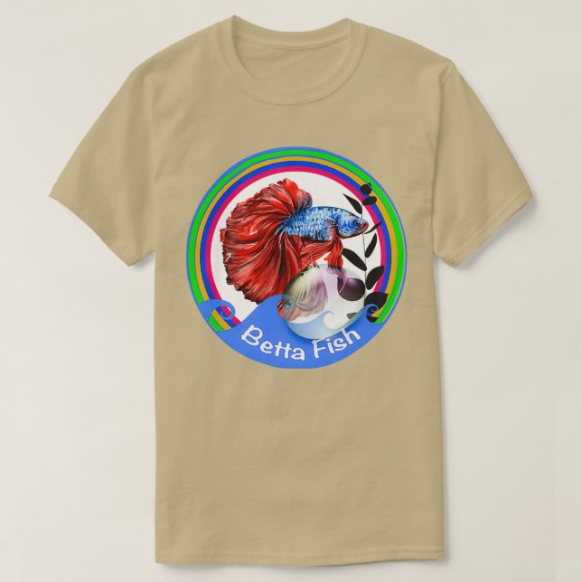 T-shirt Siamese Combattre le poisson dans l'aquarelle (Design devant)